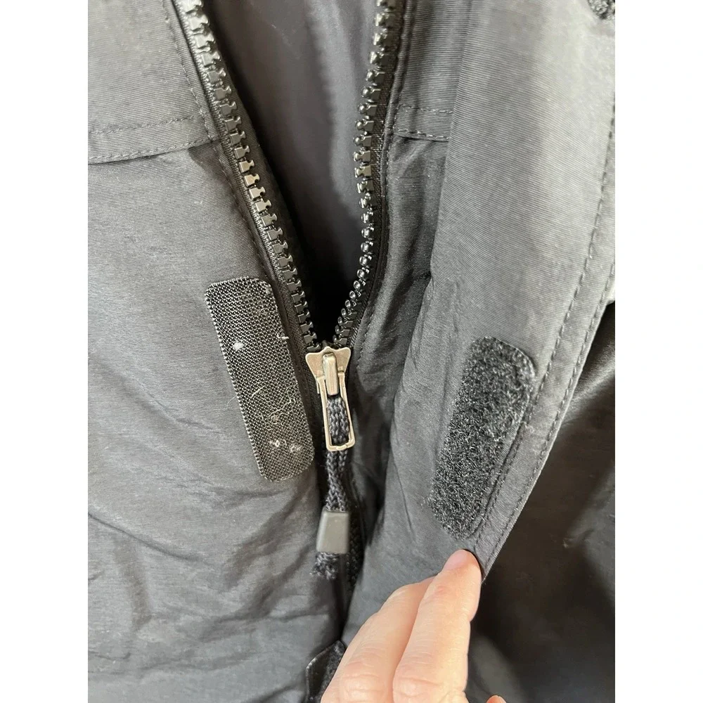 The North Face Mens Goose Down Parka Puffer Jacket L Black Fur‎ Hood Winter Warm
